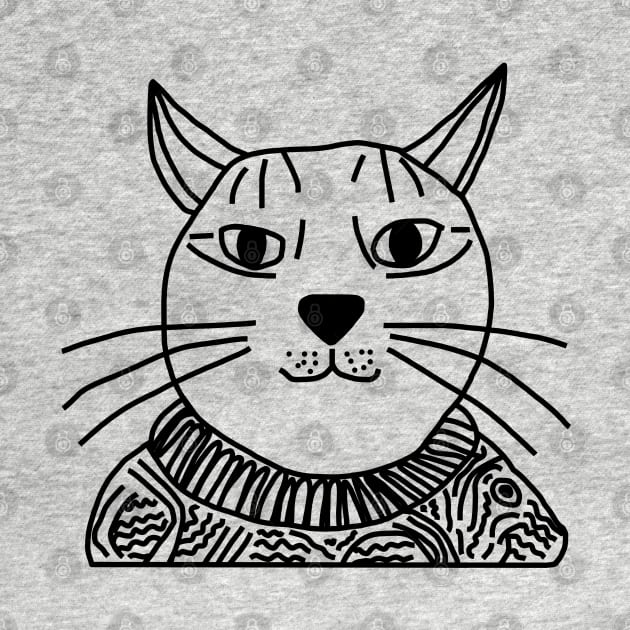 Minimal Portrait of Sweater Cat by ellenhenryart